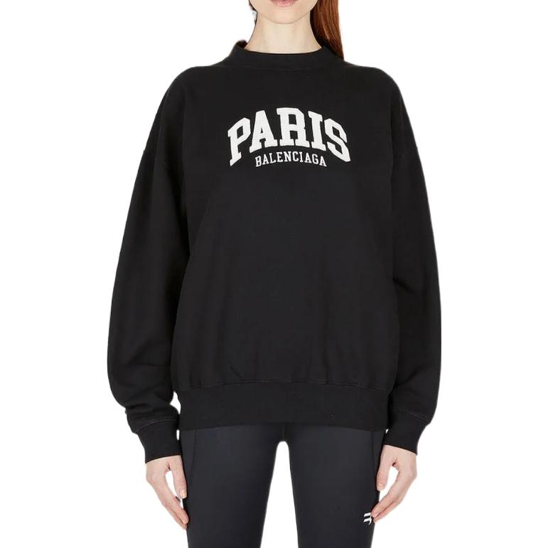 Balenciaga Cities Paris Crewneck Sweatshirt 'Black White' 676629TLVL81070