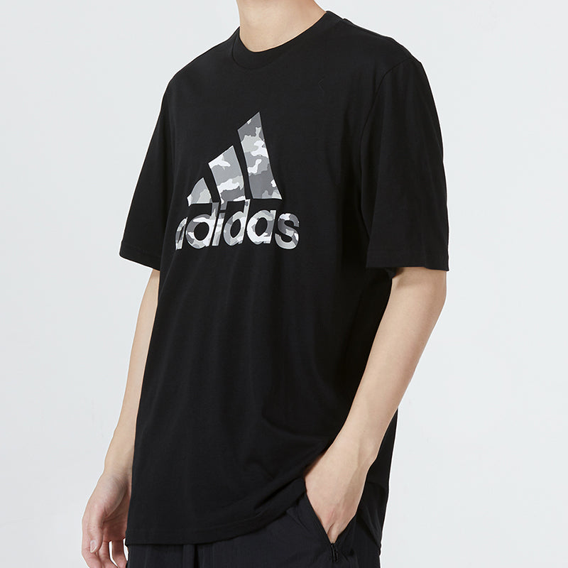 adidas M Camo Bos G T Camouflage Logo Printing Sports Round Neck Short Sleeve Black HE2370