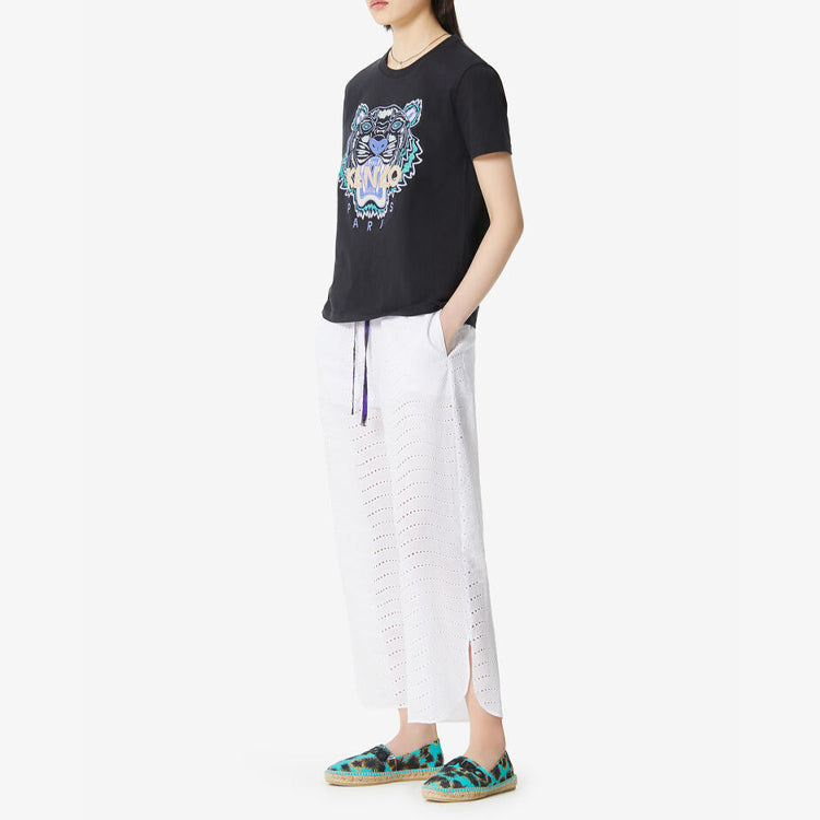 KENZO Tiger Head Logo Printing Cotton Short Sleeve Black FA5-2TS833-4V9-99