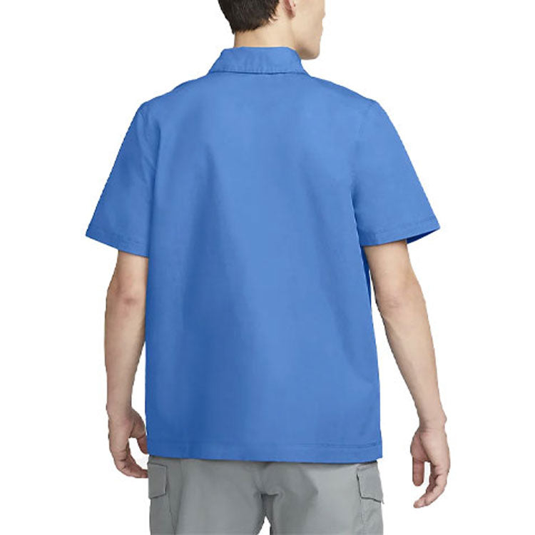 Nike Half Zipper Solid Color Short Sleeve Polo Shirt Blue DM5284-407