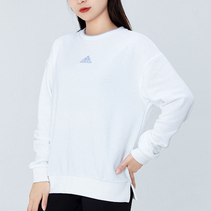 (WMNS) adidas Logo Printing Sports Round-neck Sweatshirt White H09743