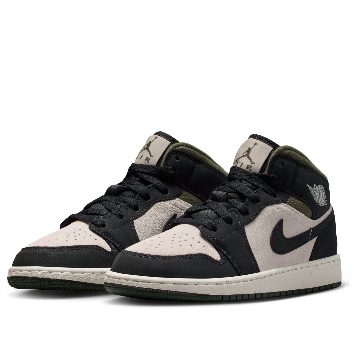 (GS) Air Jordan 1 Mid 'Off Noir Medium Olive' HV4399-102