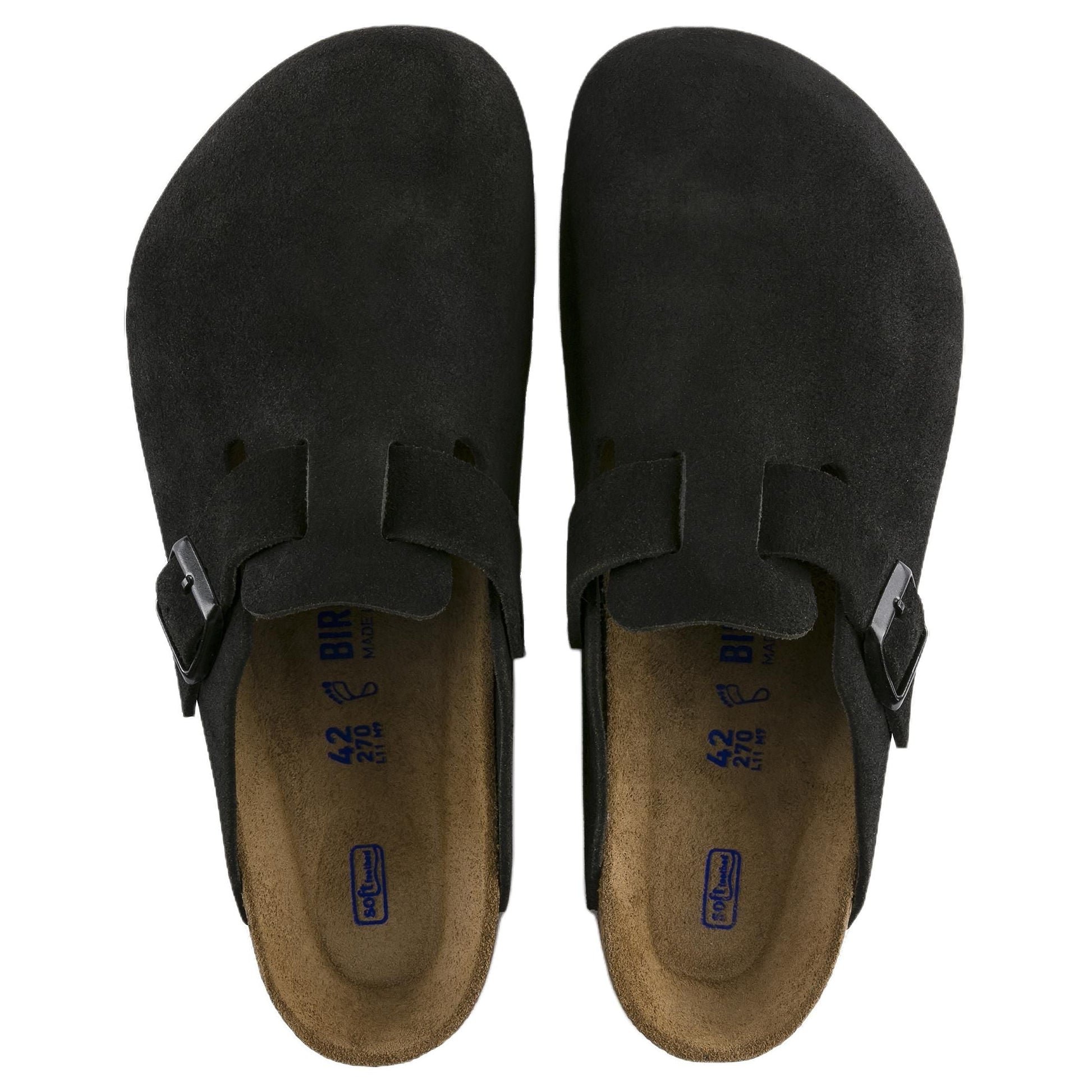 Birkenstock Boston Soft Footbed Suede Leather Sandals 'Black' 0660471