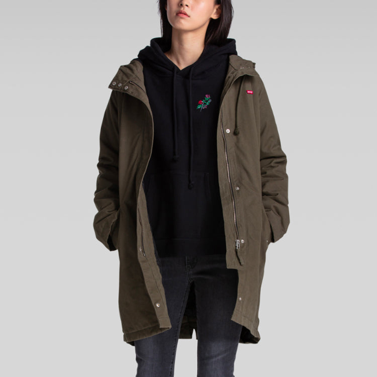 Levis Embroidered Thicken Hooded Jacket Military Green 75710-0000
