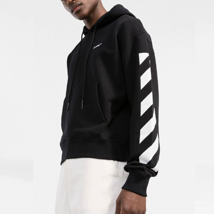 Off-White SS22 sleeve White Stripe Pullover Ordinary Version Black OMBB037C99FLE0011001