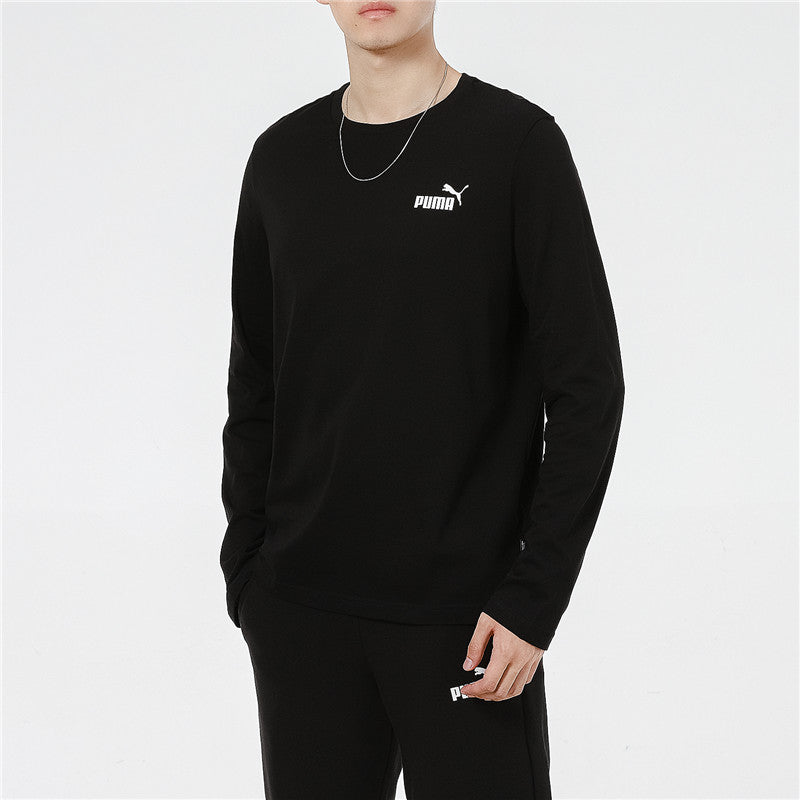 PUMA Logo Print Training Sports Breathable Round Neck Long sleeve T Shirt Men s Black 589027-01