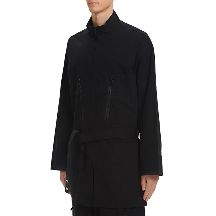 Men's Y-3 mid-length Stand Collar Casual Jacket Black GK4795