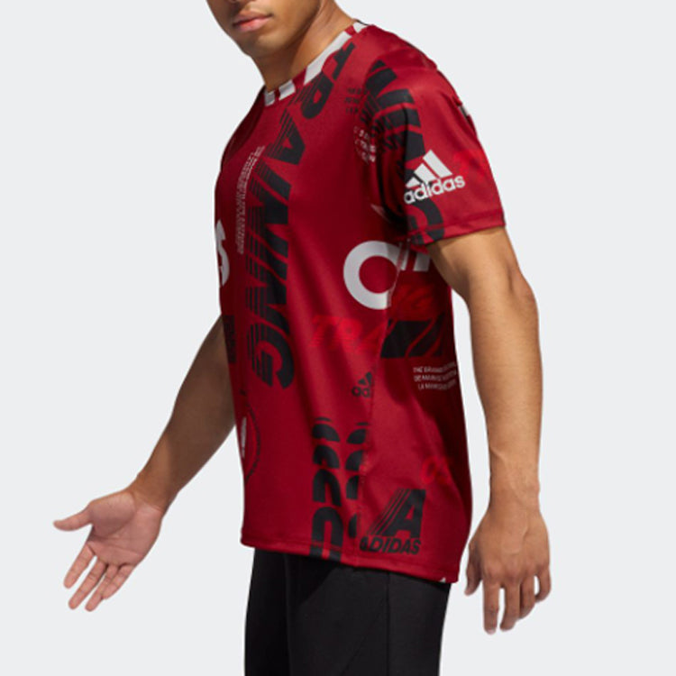 adidas Training Sports Round Neck Short Sleeve Red EI6433