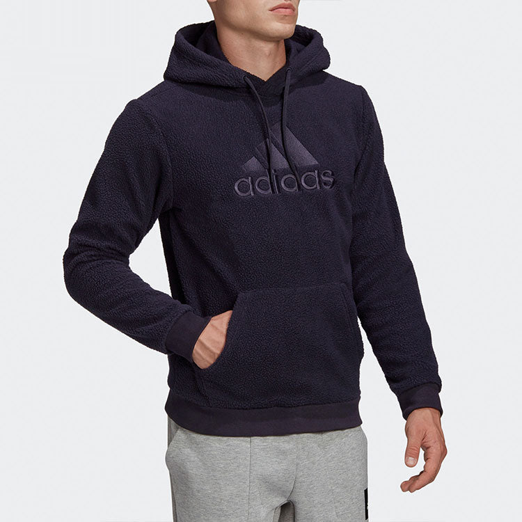 Men's adidas Mh Wntr Bos H Embroidered Logo Solid Color Sports Fleece Black GC7298