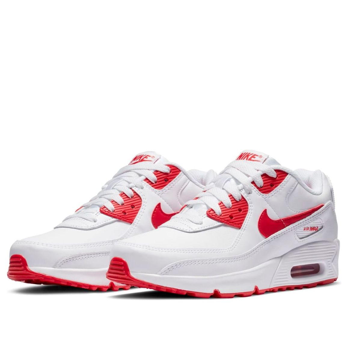 (GS) Nike Air Max 90 Leather 'White Hyper Red' CD6864-106