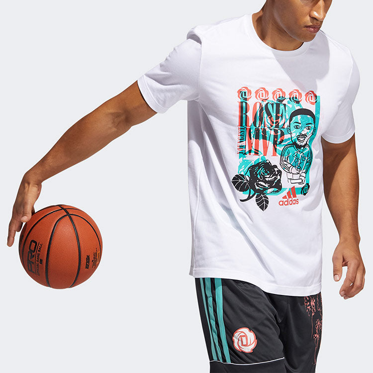 adidas Rose Avatar Mvp Casual Sports Cartoon Printing Short Sleeve White GP3442