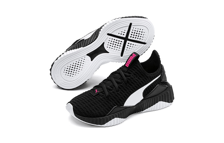 (GS) PUMA Defy Low Top Running Shoes Black/White 191557-04