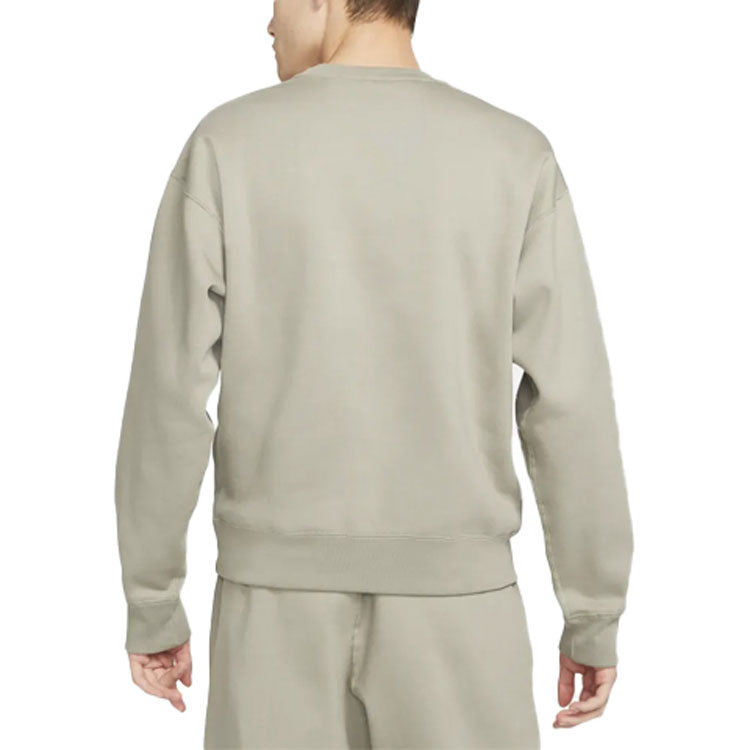 Men's Nike Lab Fleece Crew Solid Color Plush Stay Warm Sports Round Neck Pullover Olive Green DA0318-320