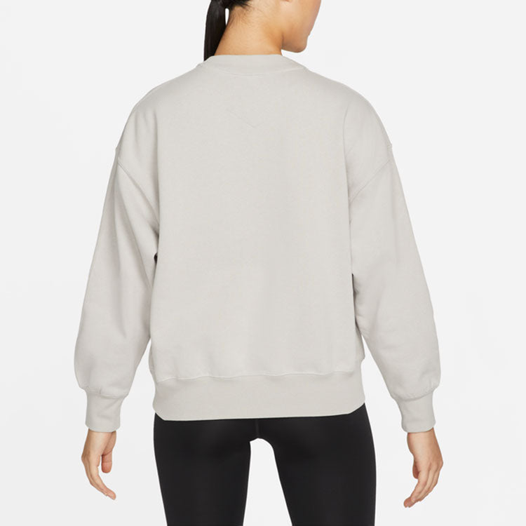 (WMNS) Air Jordan Fleece Crew Fleece Lined Round Neck Loose Pullover Hoodie 'Light Mineral Grey' DM5190-012
