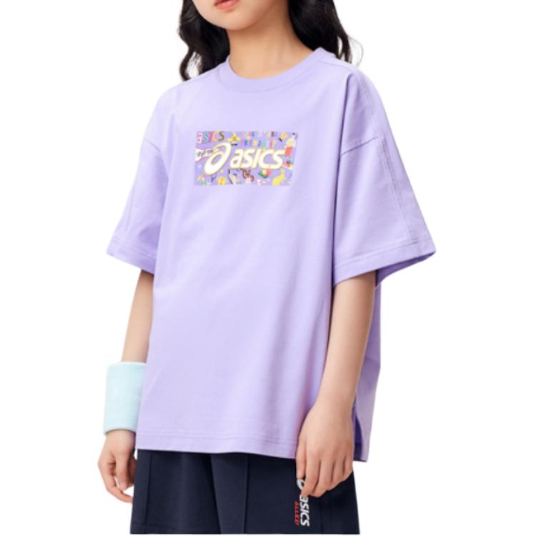 (GS) ASICS Logo Print T-shirt 'Purple' 332241173077-508