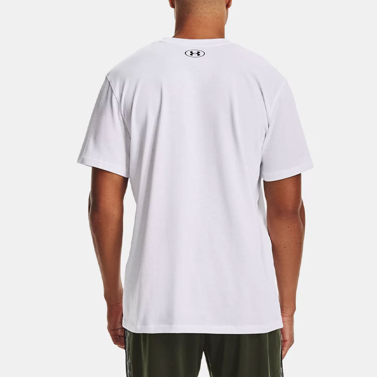 Men's Under Armour Round Neck Pullover Logo Athleisure Casual Sports Short Sleeve White 1365199-100