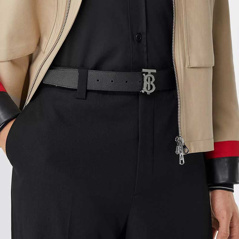 Burberry 26 TB Monogram Buckle Reversible Belt 'Black Tan' 8043247