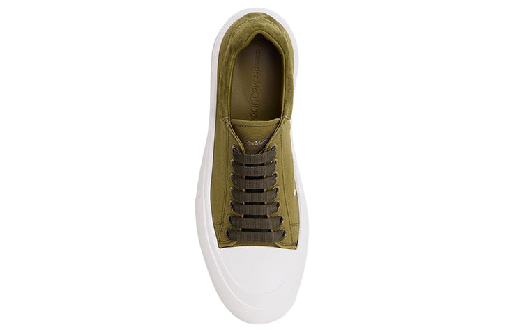 (WMNS) Alexander McQueen Deck Lace Up Plimsoll 'Khaki' 654593W4PQ13227