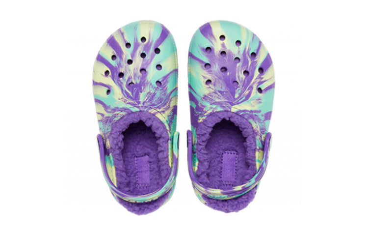 (GS) Crocs Classic Lined Marbled Clogs 'Neon Purple Multi' 207238-573