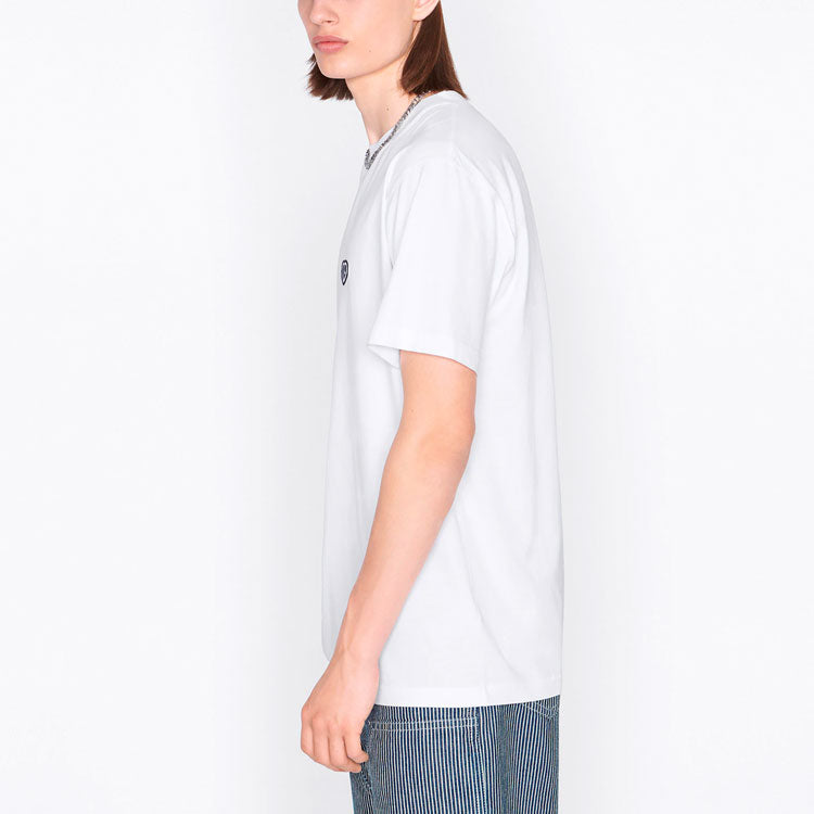 Men's DIOR SS22 Cotton Plain Weave Knit Material CD Heart Short Sleeve White T-Shirt 213J685A0677-C001