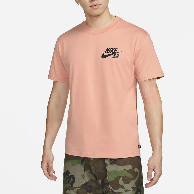 Nike SB Skateboard Logo Printing Sports Skateboard Short Sleeve Apricot Pink DC7818-824