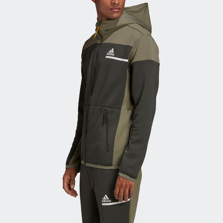 adidas Z.n.e. Aeroready Colorblock Sports Cozy Hooded Jacket Green FT0532