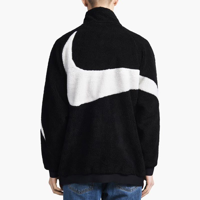 Nike Zipper Stand Collar polar fleece Large Logo Reversible Casual Sports Jacket Black AJ2701-010