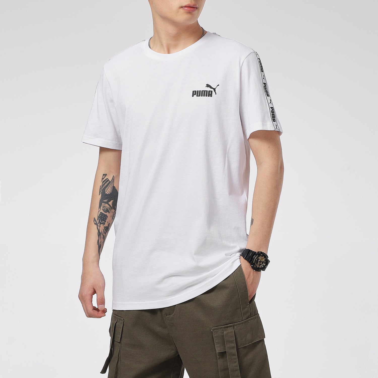 PUMA Taping Logo T-Shirt 'White' 532557-02