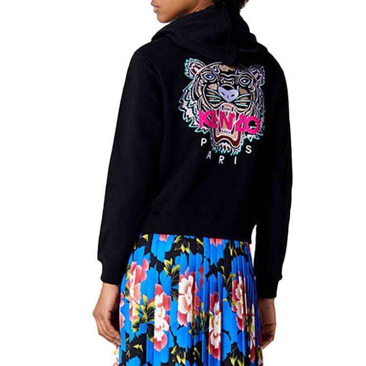 (WMNS) KENZO Embroidery Zipper Hoodie Black F962BL7214XA-99
