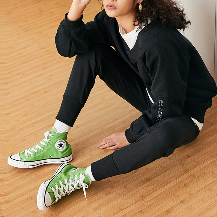 (WMNS) Converse Solid Color Loose Knit V neck Hoodie Black 10022959-A01