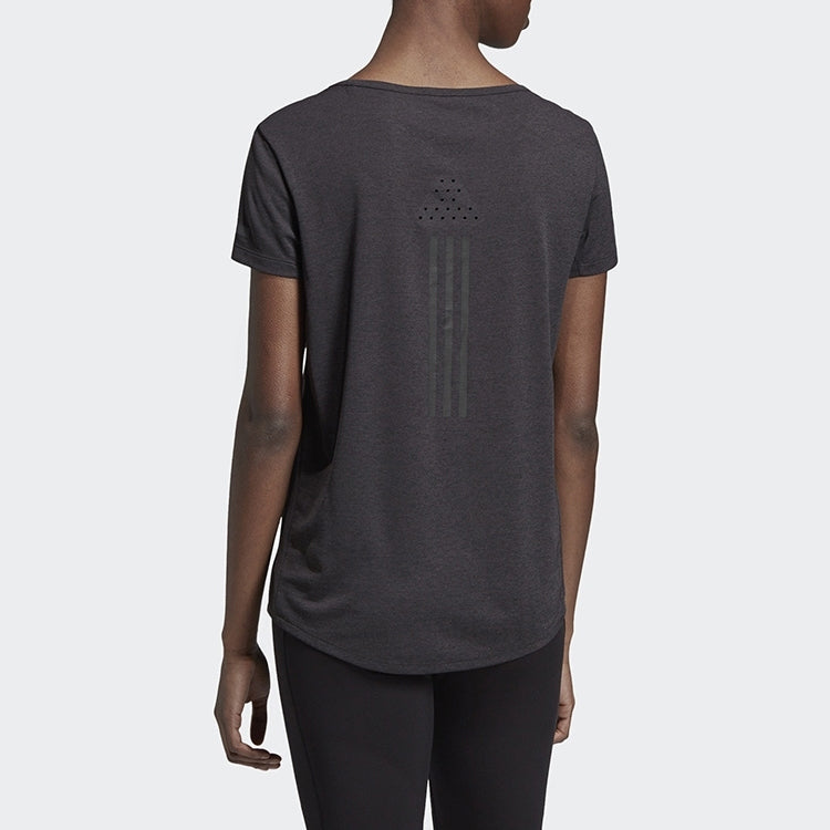 (WMNS) adidas Training Sports Round Neck Short Sleeve Metallic Black EI6380