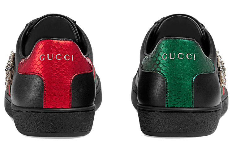 (WMNS) Gucci Ace Series Cowhide Sports Shoe 'Black Green Red' 472990-A38G0-1283