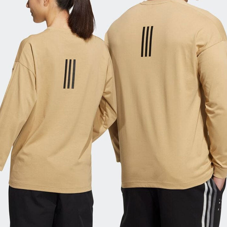 adidas Solid Color Minimalistic Alphabet Printing Round Neck Pullover Unisex Khaki HM2696