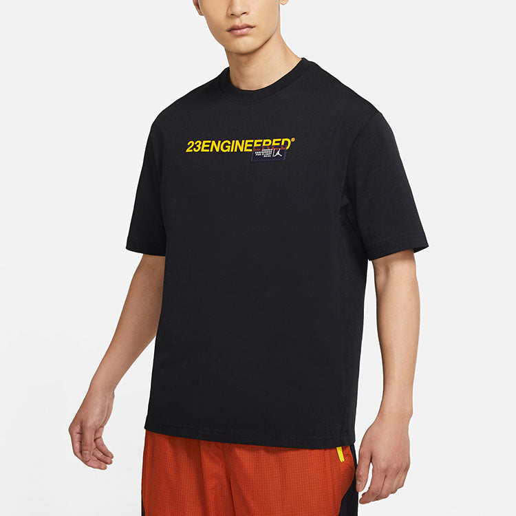 Men's Air Jordan 23 Engineered Alphabet Printing Sports Training Short Sleeve Black T-Shirt CZ5182-010