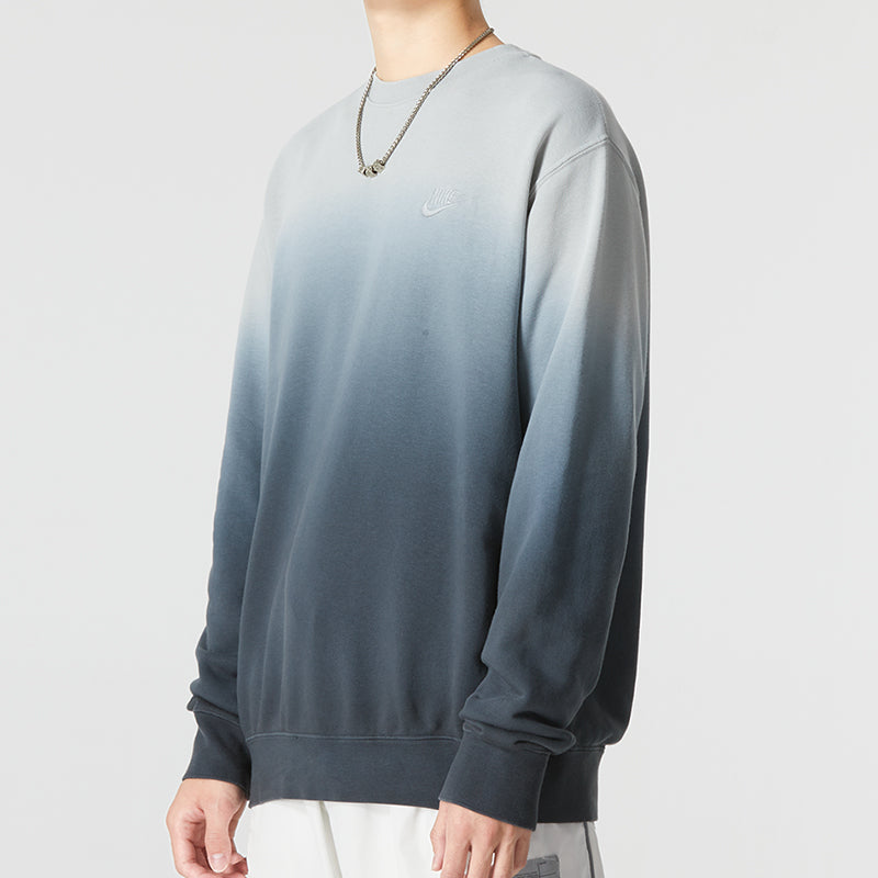 Men's Nike Gradient Logo Casual Loose Long Sleeves Pullover Round Neck Autumn Blue DQ4628-070