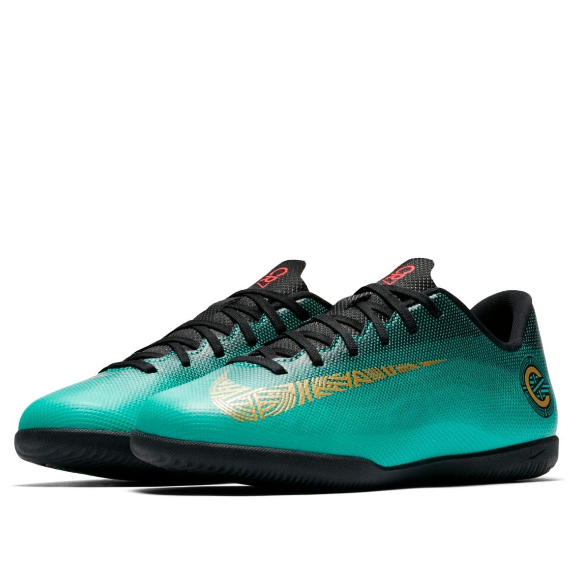 (GS) Nike Mercurial Vapor 12 Club CR7 IC 'Black Green' AJ3105-390