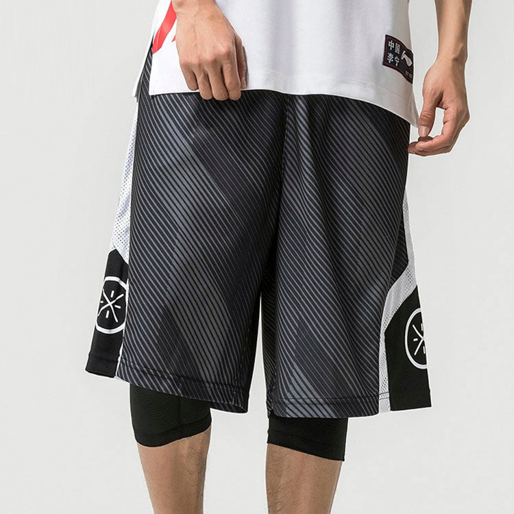 Li-Ning Way Of Wade Logo Basketball Shorts 'Black Grey' AAPP281-1