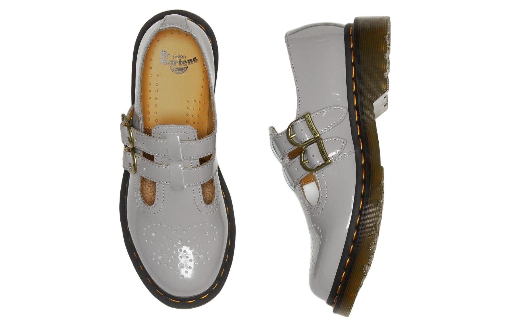 (WMNS) Dr. Martens 8065 Patent Leather Mary Jane 'Grey' 27974076