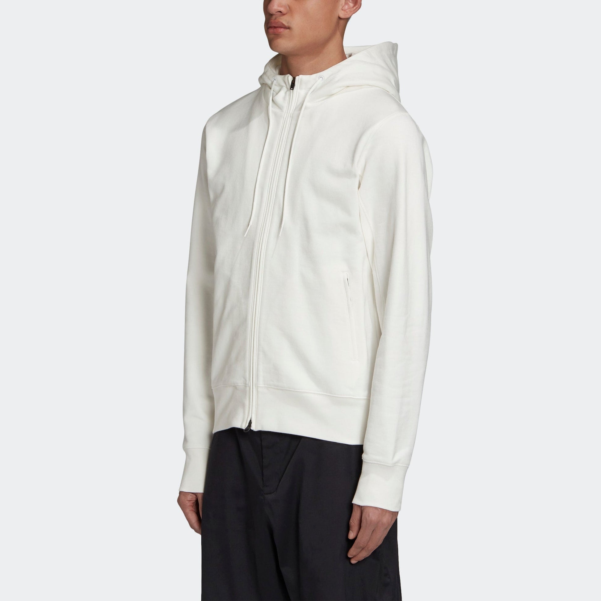 Men's Y-3 SS21 Solid Color Logo Minimalistic Zipper White FN3364