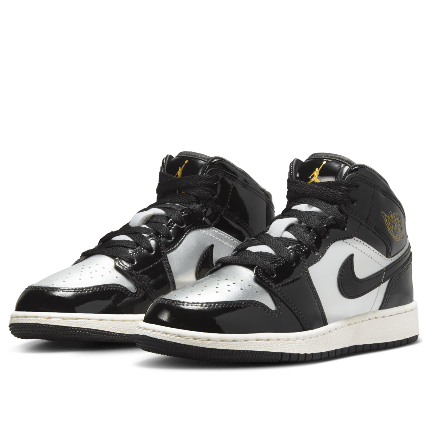 (GS) Air Jordan 1 Mid SE 'Black Metallic Silver Gold' FZ3938-001