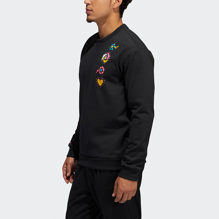 adidas Printing Round Neck Sports Pullover Black GP6260