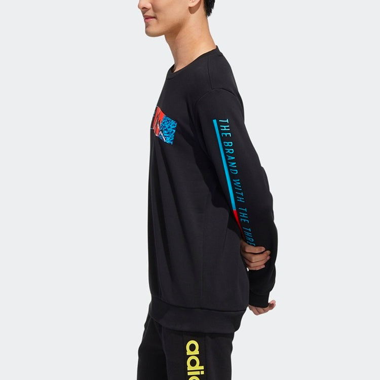 adidas neo M SS CS SWT Outdoor Printing Sports Black GM2285