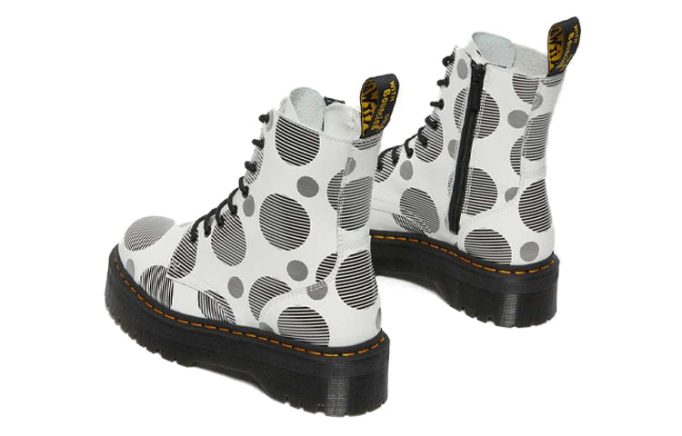 (WMNS) Dr. Martens Jadon Polka Dot Smooth Leather Platform Boots 'White Black' 26882101