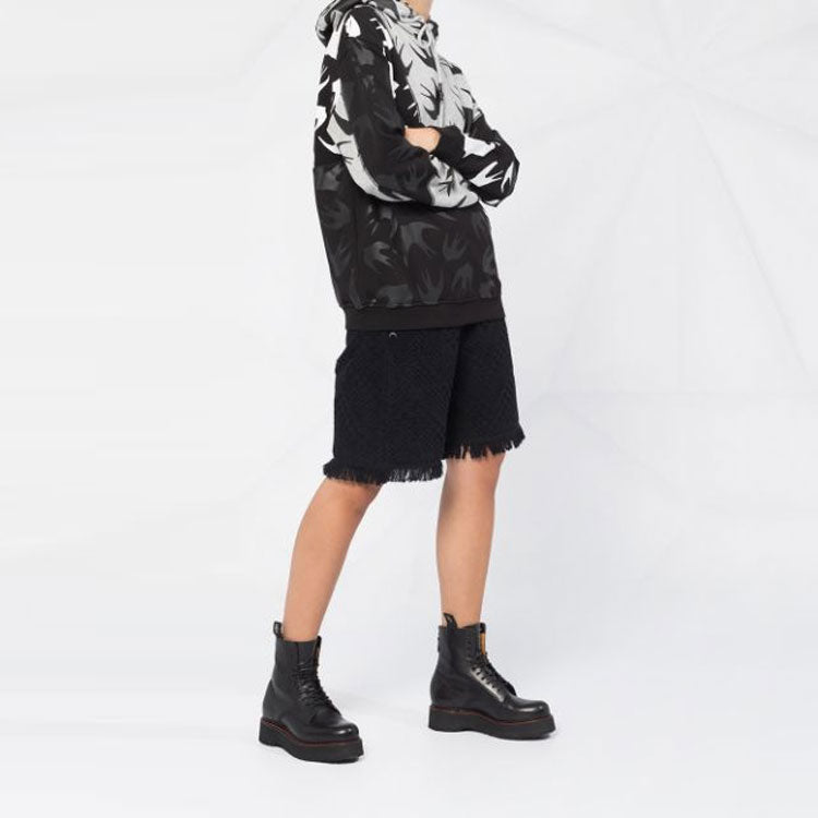 (WMNS) Alexander McQueen Swallow Pattern Hoodie 'Black' 620566-RPT49-1073