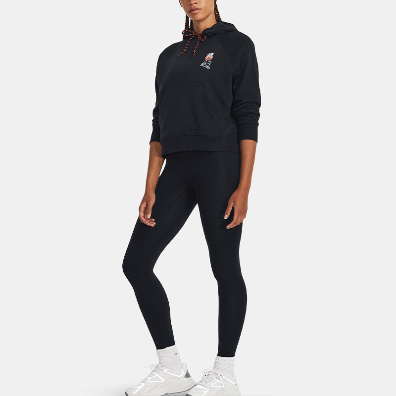 (WMNS) Under Armour Heavyweight Terry Rose Hoodie 'Black' 1379834-001