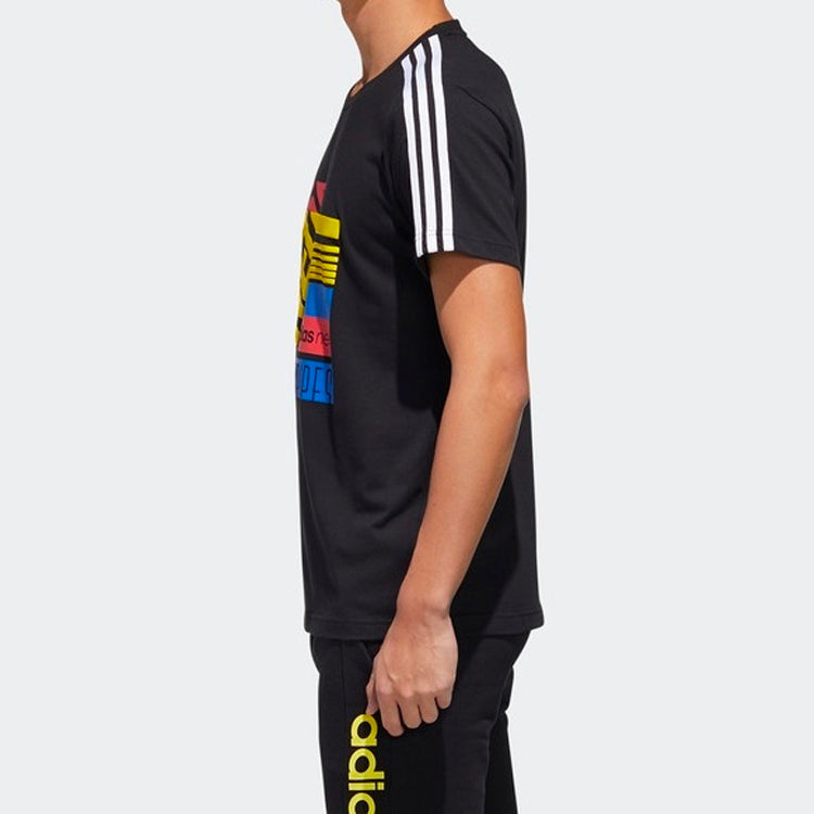 adidas neo M Brlv Tee Printing Pattern Short Sleeve Black GK1516