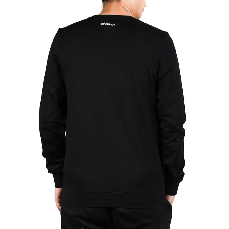adidas neo Large Logo Printing Round Neck Pullover Black EI6273