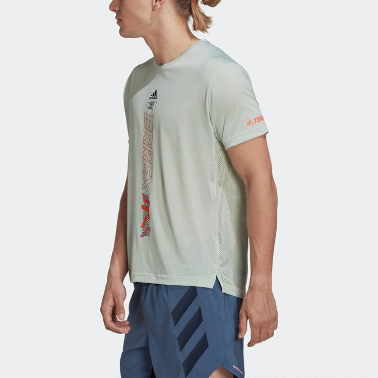 Men's adidas Alphabet Logo Printing Round Neck Short Sleeve Japanese Version Green T-Shirt HI6196