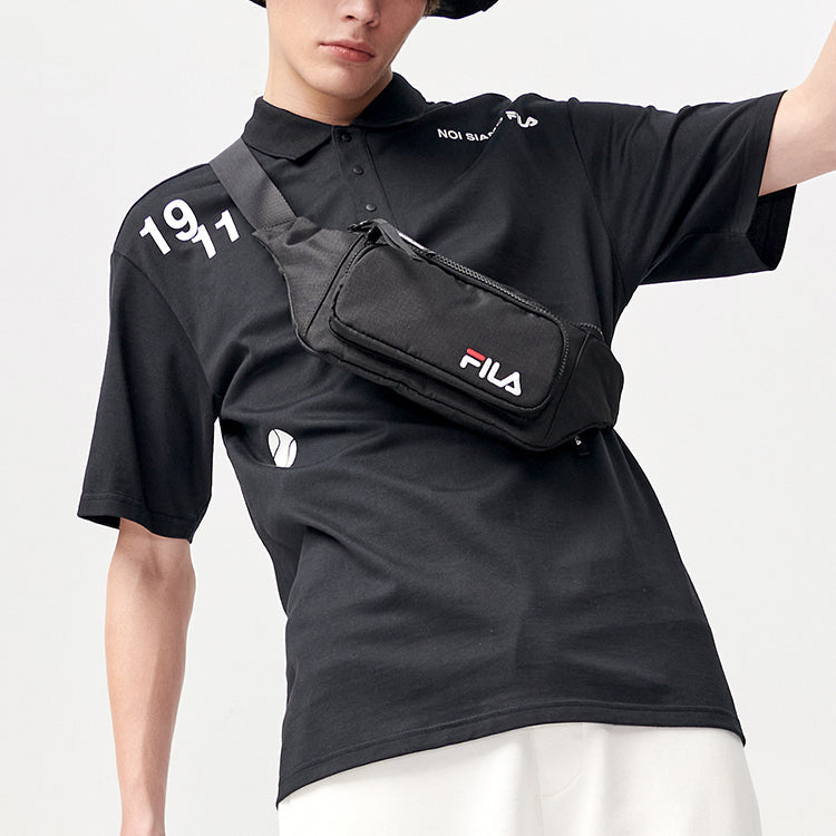 Men's FILA FUSION Casual Sports Breathable lapel Short Sleeve Polo Shirt Black T11M121118F-BK