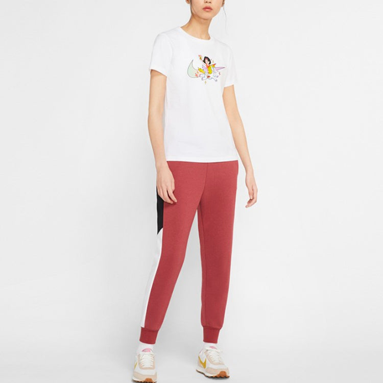 (WMNS) Nike Cartoon Logo Knit Short Sleeve 'White' CW6758-100